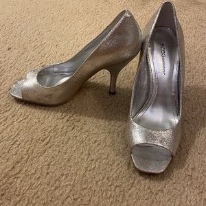 Genuine leather silver sparkle shoes
